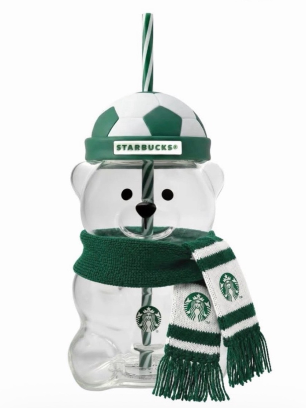 BNIB Starbucks Bearista Glass Soccer Tumbler